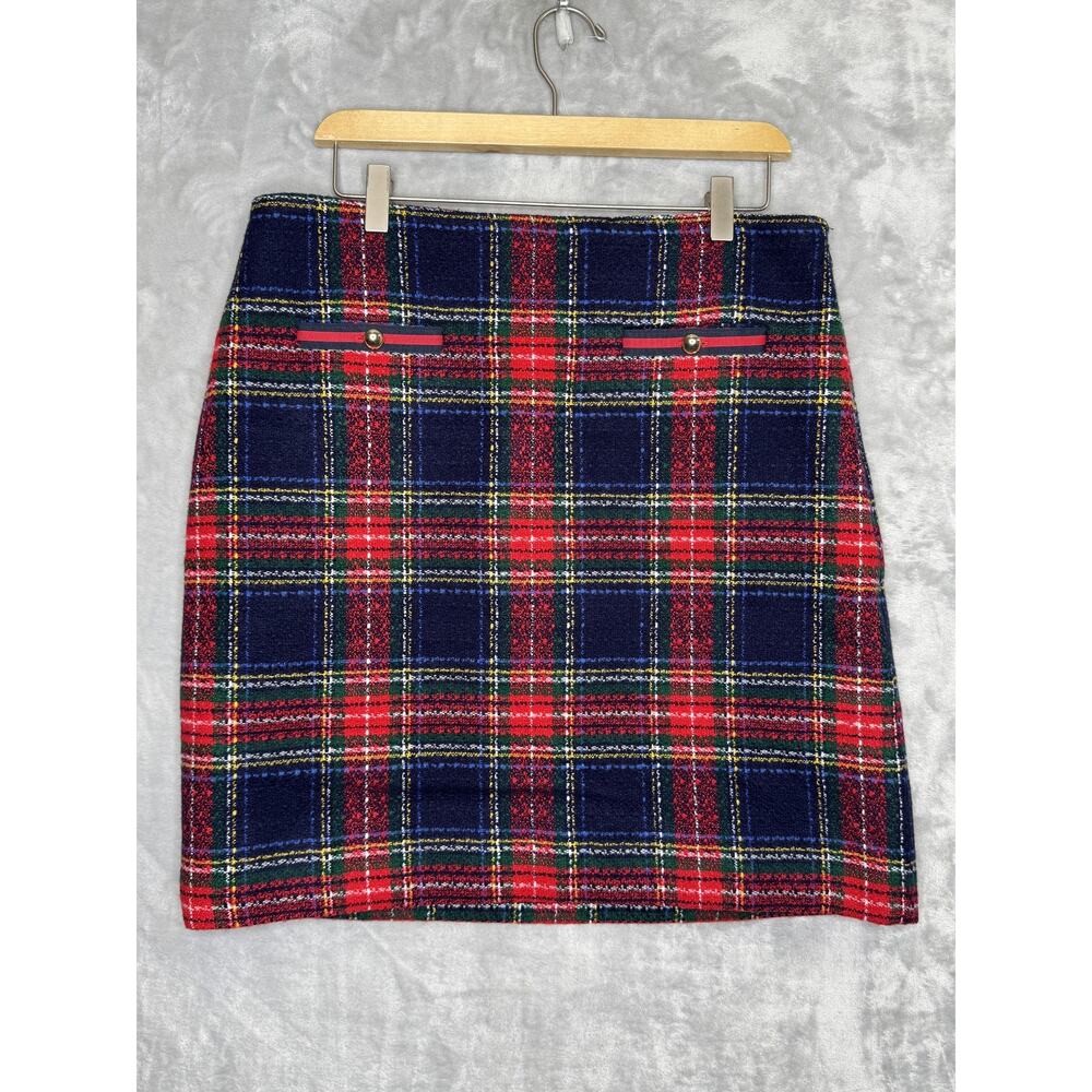 Talbots Skirt Womens 10 Multicolor Plaid Tartan Lined Pockets Side Zip Mini